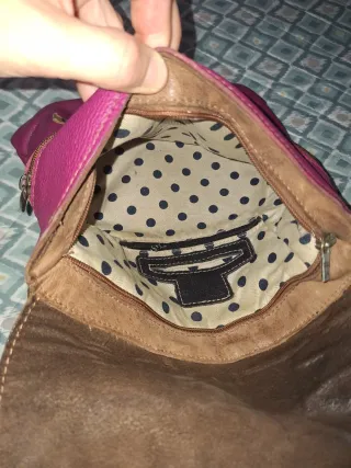 Mochila Cuero Marrón y Rosa