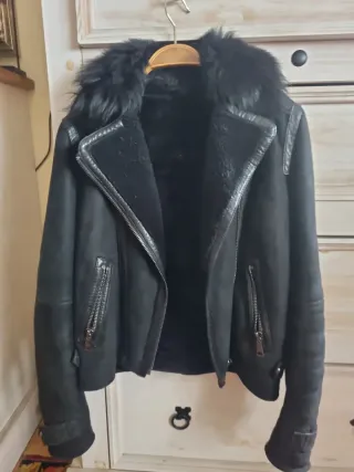 Cazadora Piel Massimo Dutti Negra