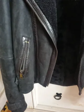 Cazadora Piel Massimo Dutti Negra
