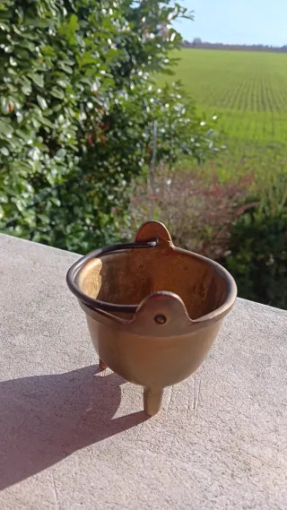 Posacenere in ottone con manico in ferro