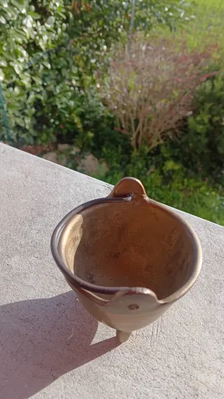 Posacenere in ottone con manico in ferro