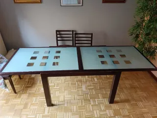 Mesa Comedor Madera y Cristal