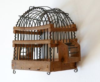 JAULA DE GRILLOS MUY ANTIGUA ARTESANAL PASTORIL