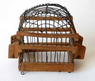 JAULA DE GRILLOS MUY ANTIGUA ARTESANAL PASTORIL