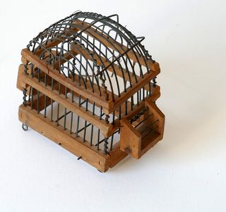 JAULA DE GRILLOS MUY ANTIGUA ARTESANAL PASTORIL