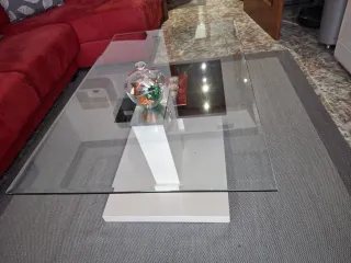 Mesa de centro cristal y metal