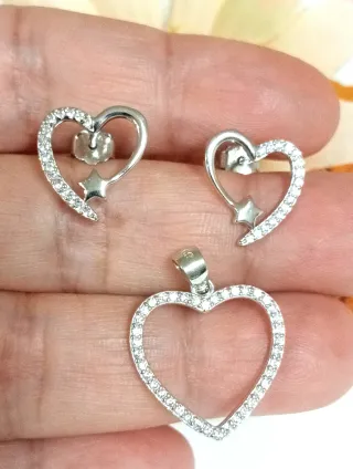 Conjunto Corazón Circonitas Plata 925