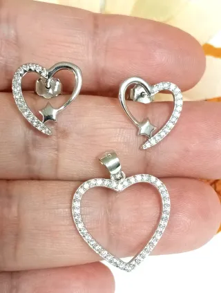 Conjunto Corazón Circonitas Plata 925