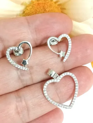 Conjunto Corazón Circonitas Plata 925