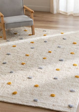 Tappeto in Cotone Beige e Multicolore 170x125