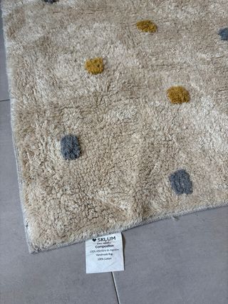 Tappeto in Cotone Beige e Multicolore 170x125
