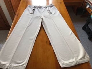 Pantalón ancho Massimo Dutti blanco