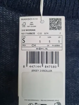 Jersey Mango azul marino talla S
