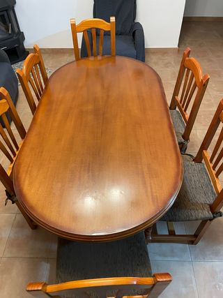 Mesa extensible madera y 6 sillas