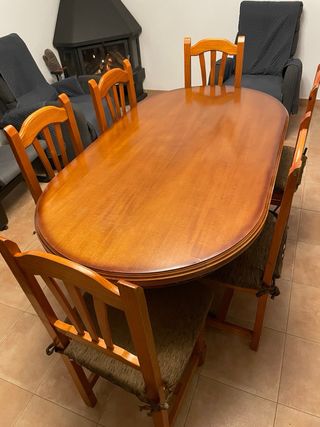 Mesa extensible madera y 6 sillas