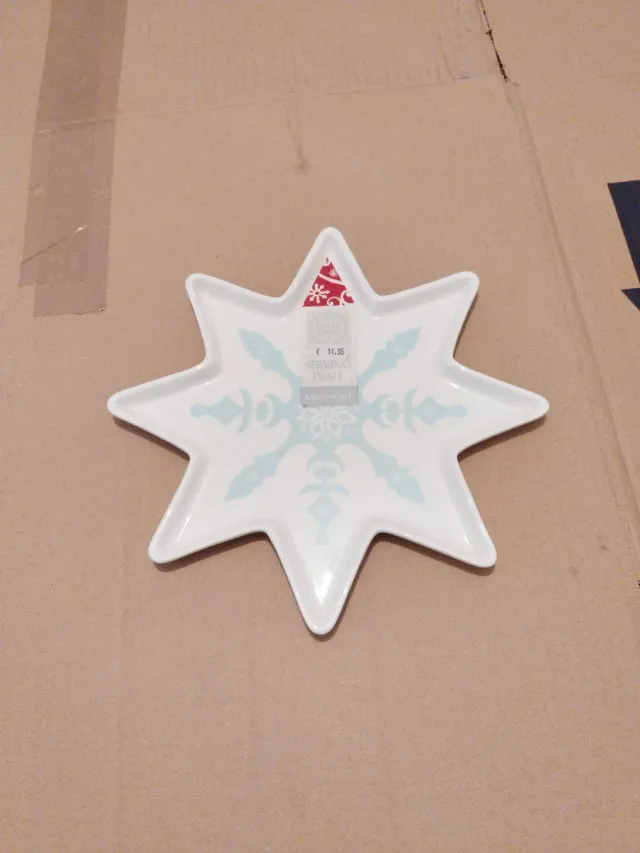 2 Bandejas Copo Nieve Cerámica