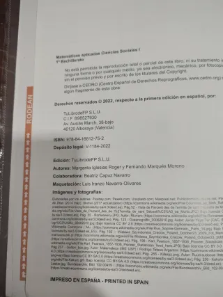 Matemáticas aplicadas ciencias sociales 1° bachill