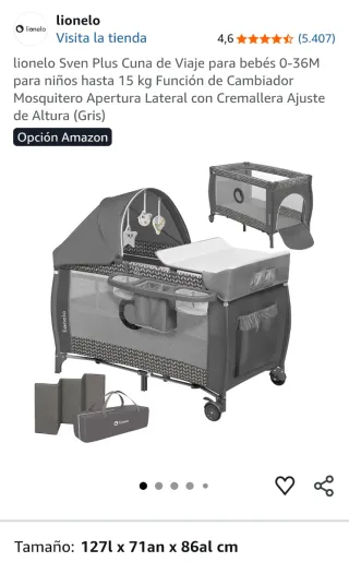 Cuna de viaje Lionelo Sven Plus Gris