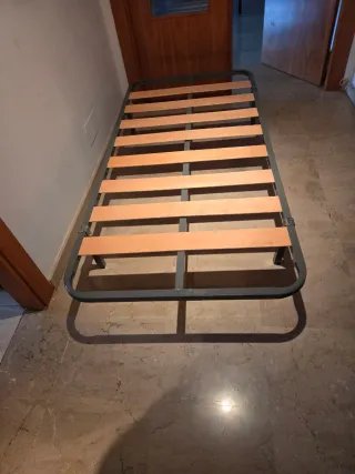 Cama individual somier madera y metal