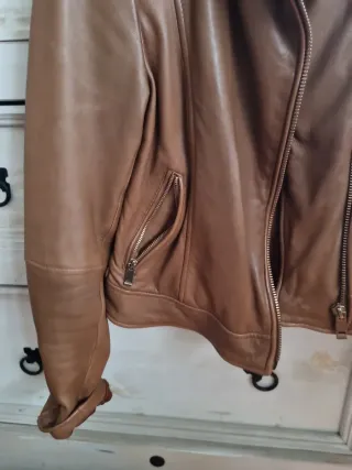 Cazadora Zara Piel Marrón Talla M