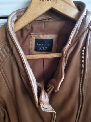 Cazadora Zara Piel Marrón Talla M