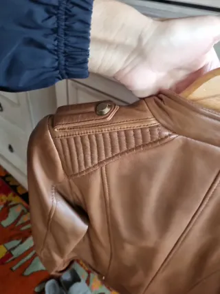 Cazadora Zara Piel Marrón Talla M