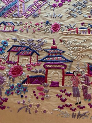 Mantón Manila Seda Natural Antiguo