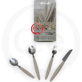 Set 24 Posate C.e. Acciaio Manico Colorato