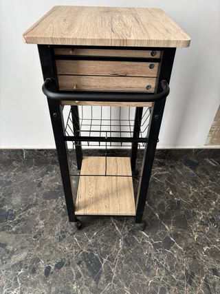 Carro Cocina Madera y Metal Negro