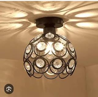 Lámpara Techo Cristal Negra Metal