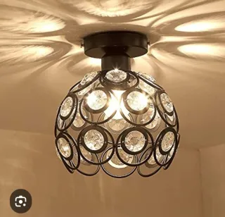 Lámpara Techo Cristal Negra Metal