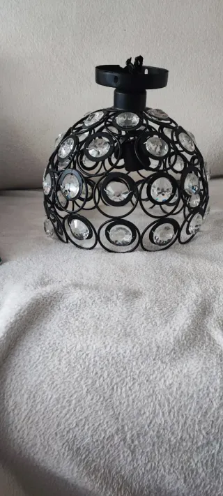 Lámpara Techo Cristal Negra Metal