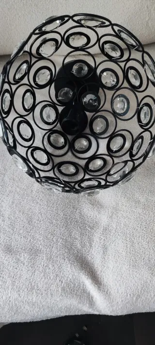 Lámpara Techo Cristal Negra Metal