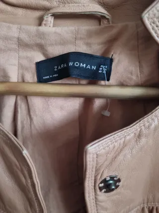 Chaqueta de piel Zara Beige Talla M