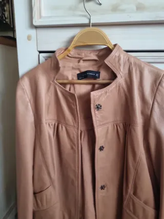 Chaqueta de piel Zara Beige Talla M