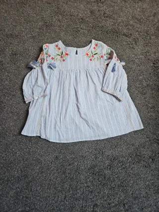 Camisa Zara bordada rayas azules