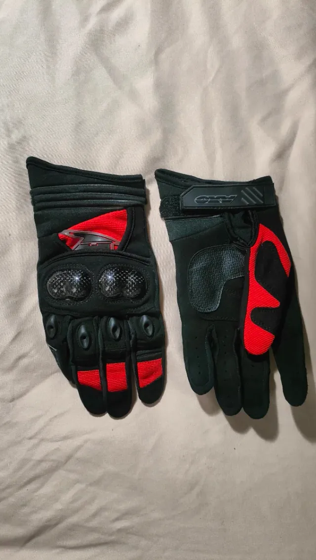 Guantes Moto Protección Negro Rojo