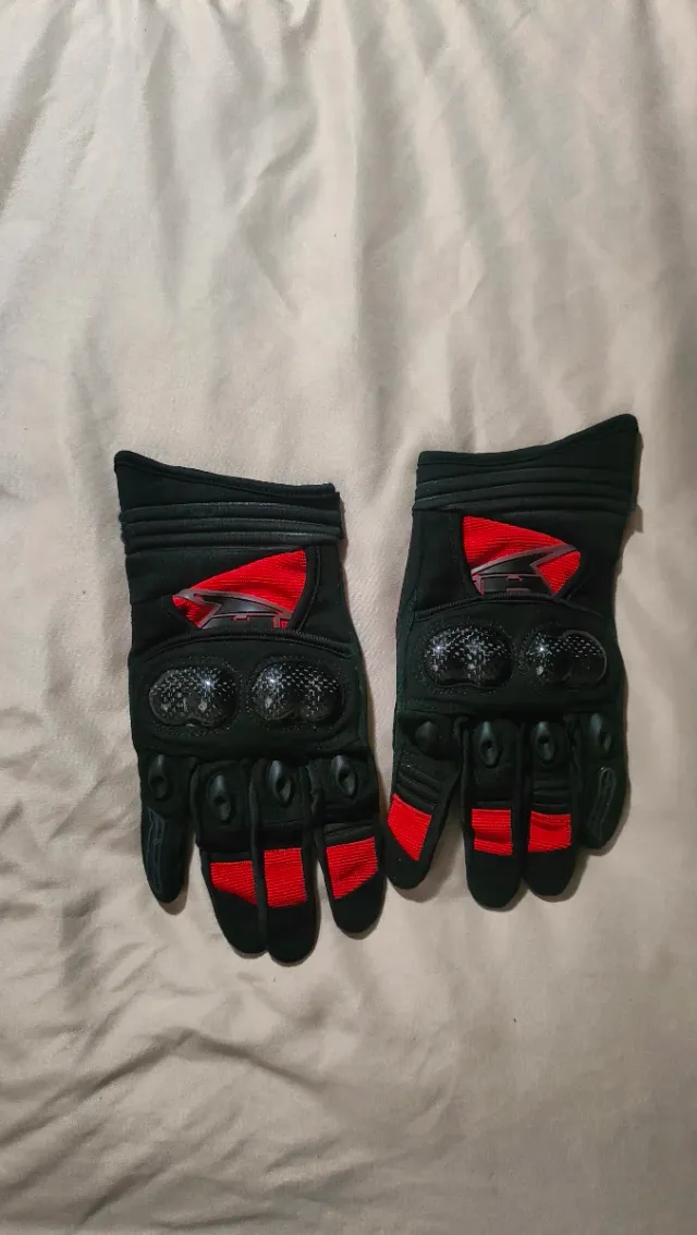 Guantes Moto Protección Negro Rojo