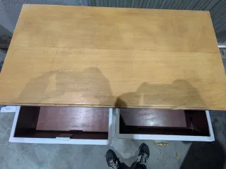 Escritorio antiguo madera blanco y dorado