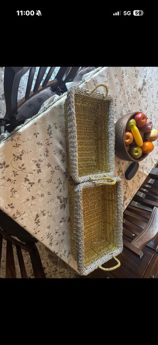 Set 2 Cestini Tessuto Beige/Oro piccolo 15€ gr20€