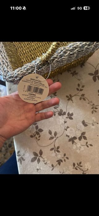 Set 2 Cestini Tessuto Beige/Oro piccolo 15€ gr20€