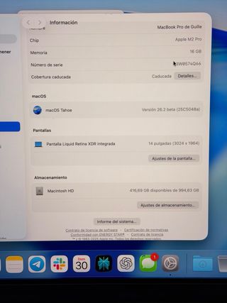 MacBook Pro M2 Pro 16GB 1TB Plata