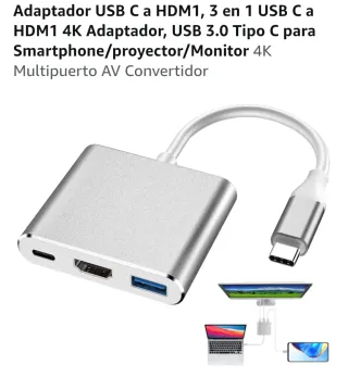 Adaptador 3 en 1 USB-C HDMI SD. 4k