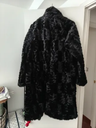 Abrigo Zara Piel Sintética Negro Elegante