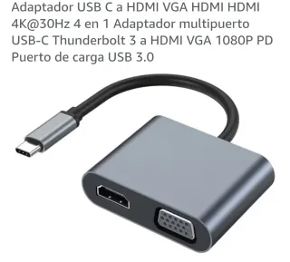 Adaptador USB-C a HDMI/VGA Gris 4k