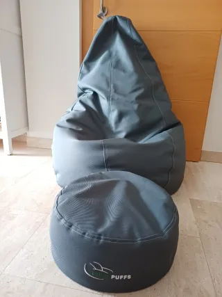 Puff pera XL gris con reposapiés