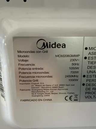 Microondas con grill  Midea Blanco y Dorado