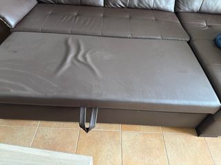 Sofá cama 3 plazas polipiel marrón