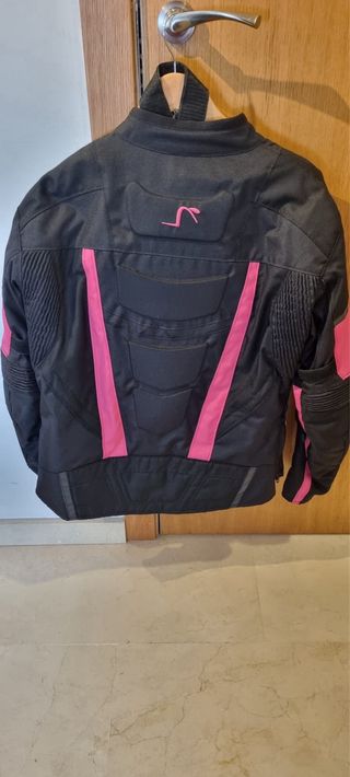 Chaqueta Moto Mujer Negra y Rosa