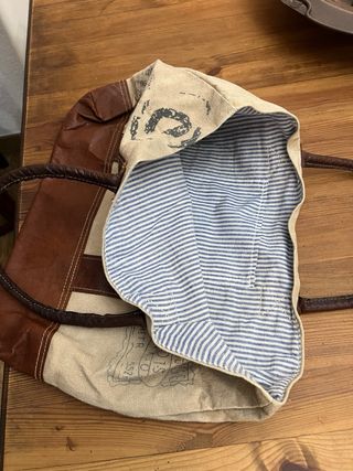 Bolso de Lona con Estampado de Sellos